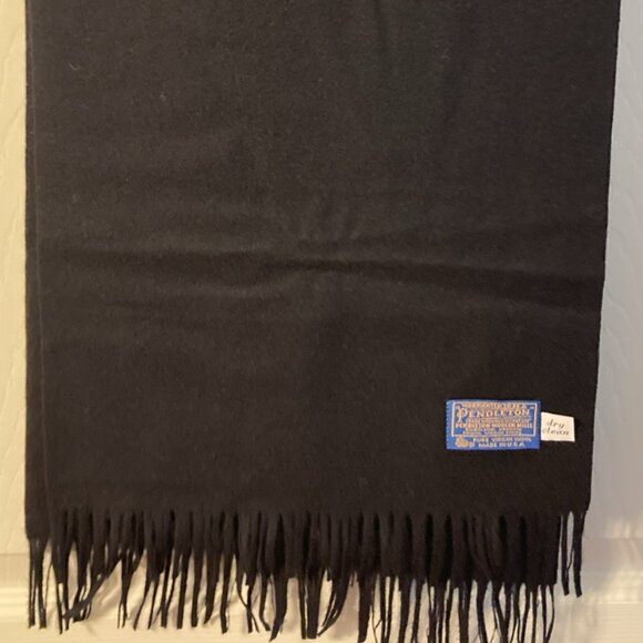 Pendleton Black 100% Virgin Wool Scarf Made In USA 12”X 47” - Picture 1 of 6